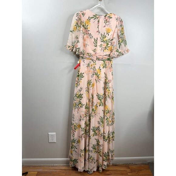 MAC DUGGAL 11320 Floral Print Chiffon A-Line Gown Maxi Dress Peach Size 4 NWT - Picture 5 of 6